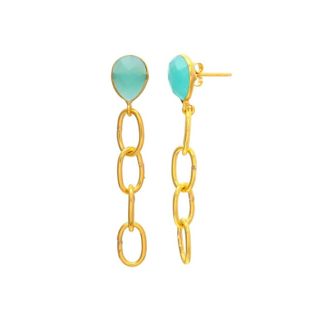 Pendientes con piedras Lisa Aguamarina - Mestiza Joyas
