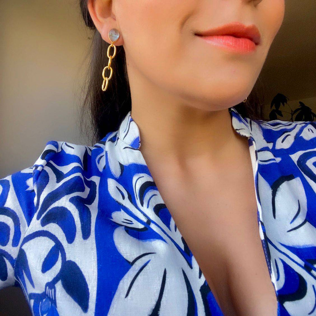 Pendientes con piedras Lisa Aguamarina - Mestiza Joyas