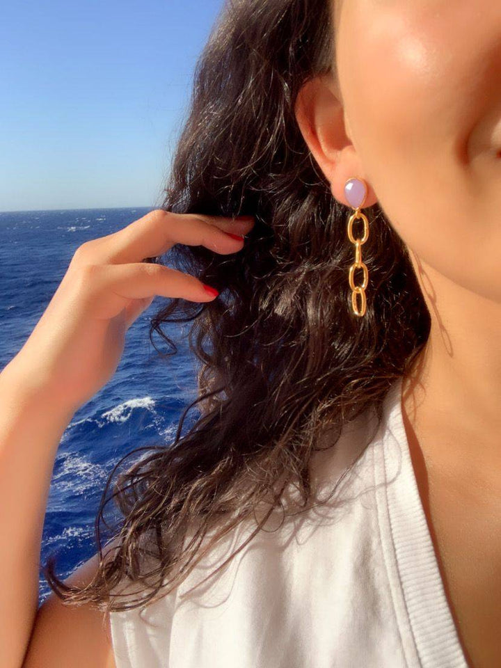 Pendientes con piedras Lisa Lila - Mestiza Joyas