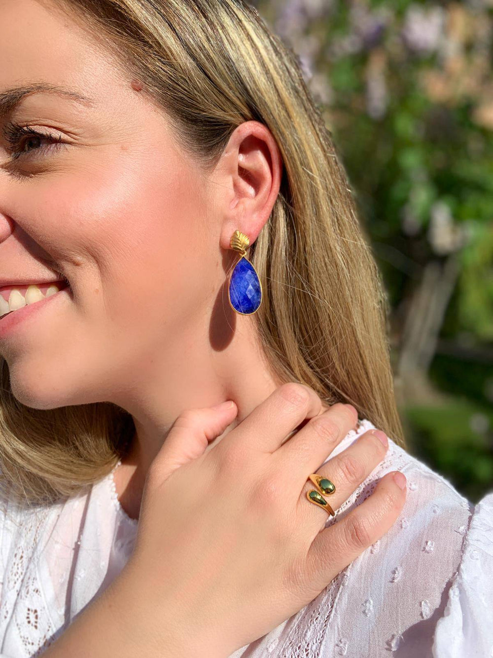 Pendientes con piedras London Azul - Mestiza Joyas