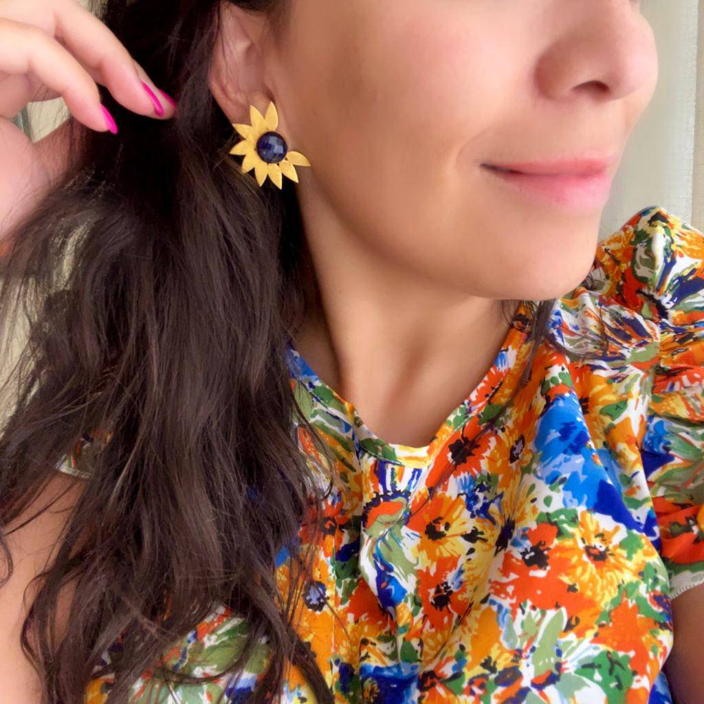 Pendientes con piedras Lyon Azul - Mestiza Joyas