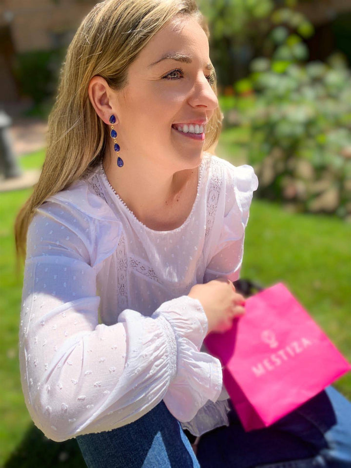 Pendientes con piedras Madame Azul - Mestiza Joyas