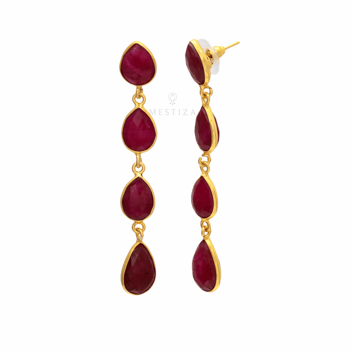 Pendientes con piedras Madame Granate - Mestiza Joyas