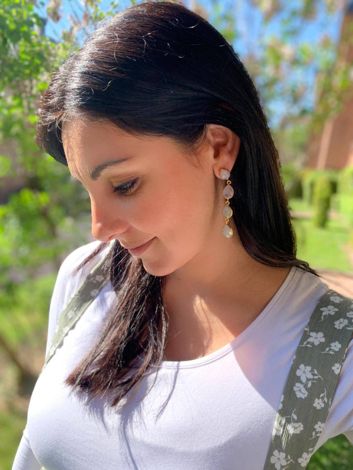 Pendientes con piedras Madame Piedra de Luna - Mestiza Joyas