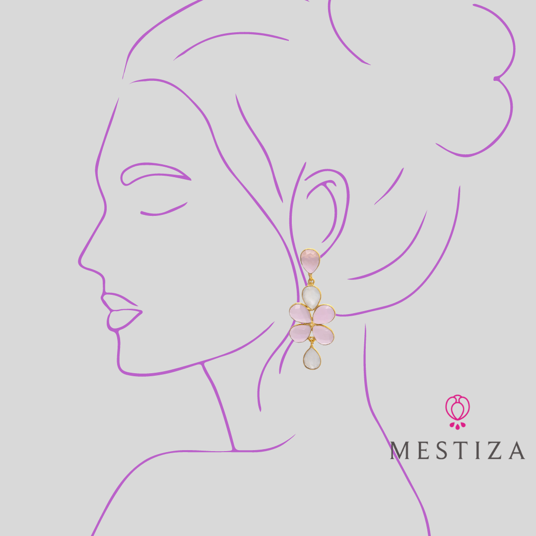 Pendientes con piedras Madrid Rosa y Luna - Mestiza Joyas