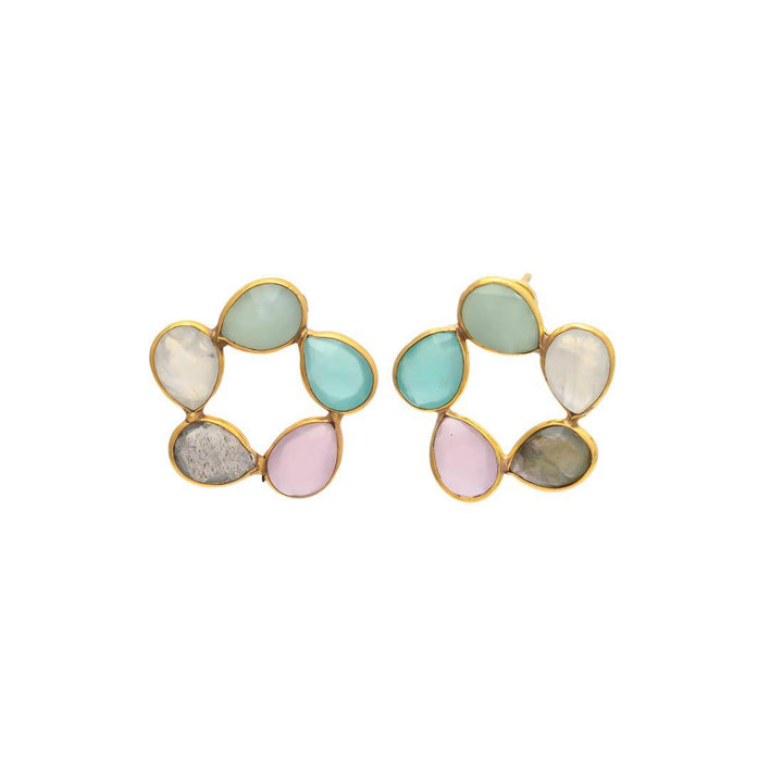 Pendientes con piedras Mallorca Amazonita, Aguamarina, Rosa, Labradorita y Luna - Mestiza Joyas