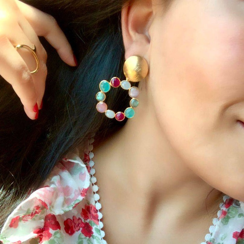 Pendientes con piedras Martina Multicolor 2 - Mestiza Joyas