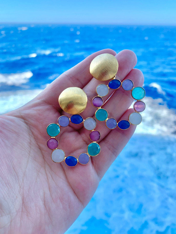 Pendientes con piedras Martina Multicolor 3 - Mestiza Joyas