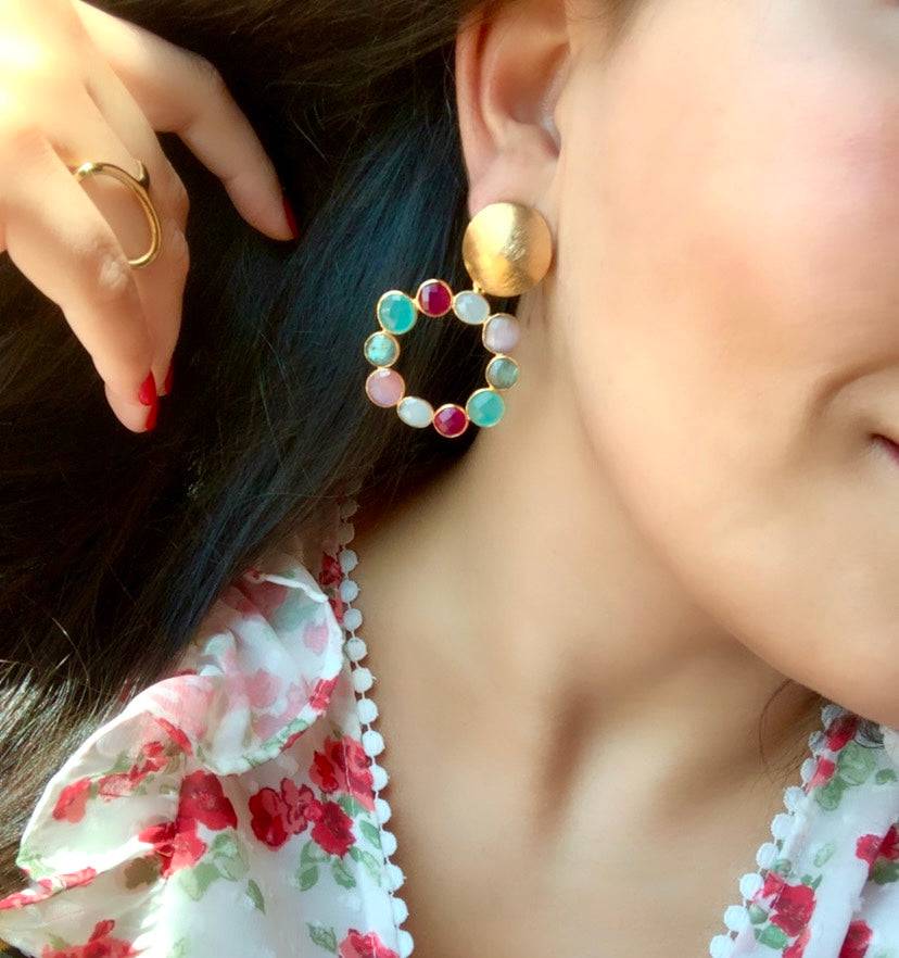 Pendientes con piedras Martina Multicolor 3 - Mestiza Joyas