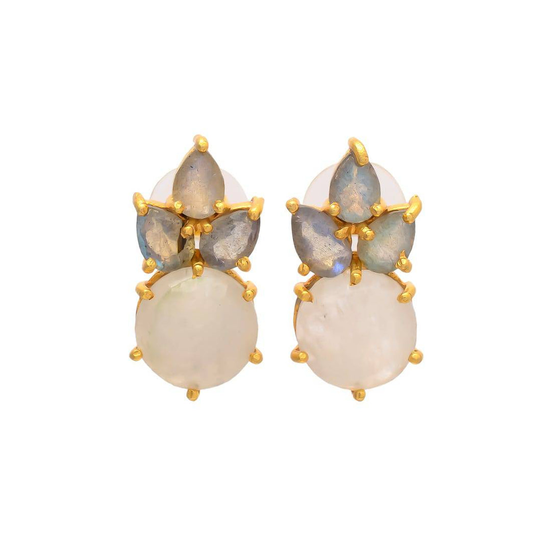 Pendientes con piedras Mier Labradorita y Luna - Mestiza Joyas