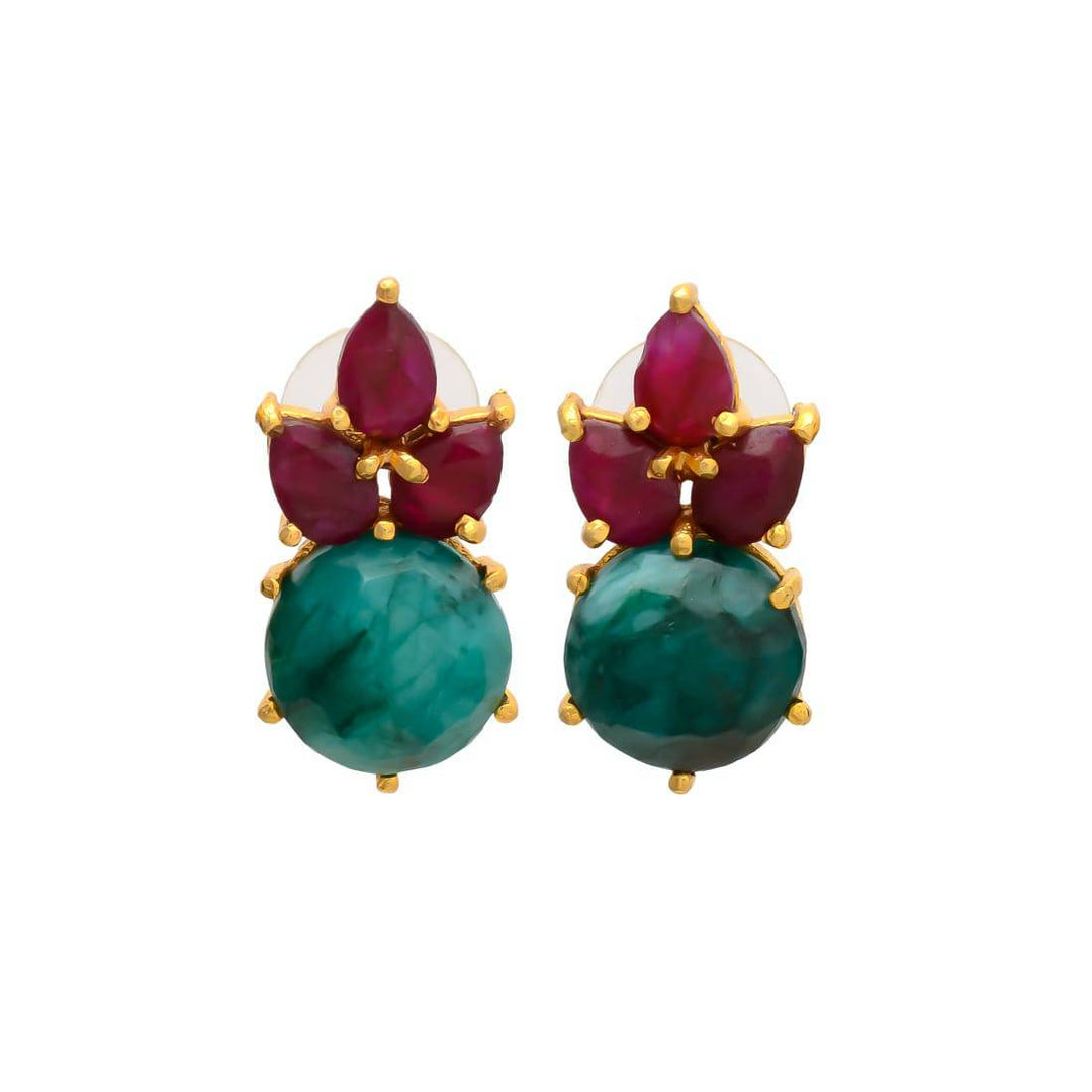 Pendientes con piedras Mier Rubí y Esmeralda - Mestiza Joyas