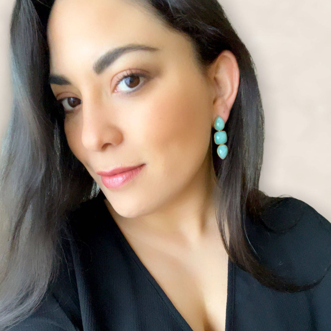 Pendientes con piedras Mont Amazonita - Mestiza Joyas