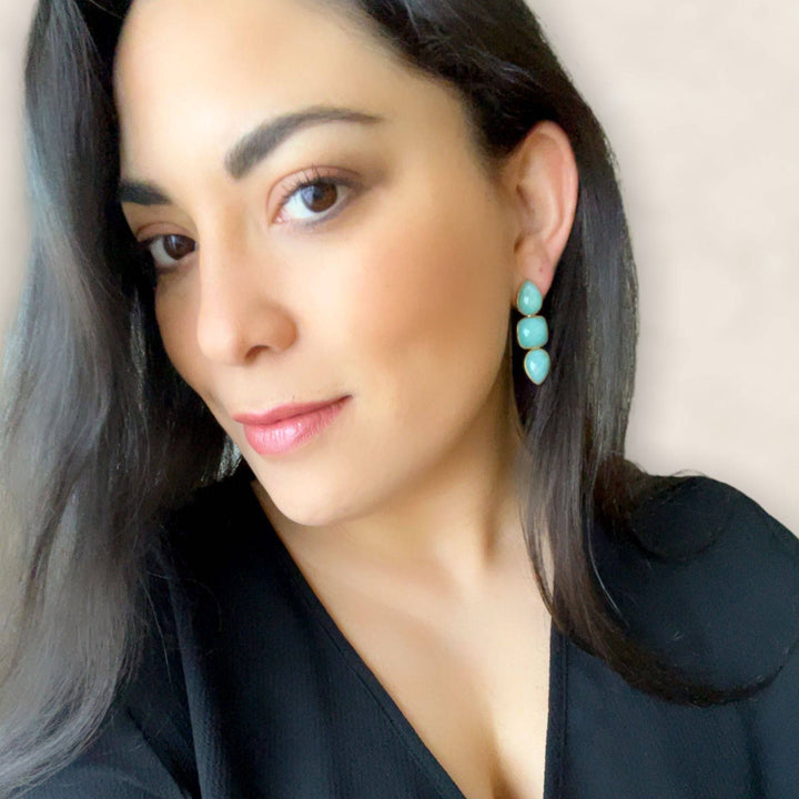 Pendientes con piedras Mont Amazonita - Mestiza Joyas