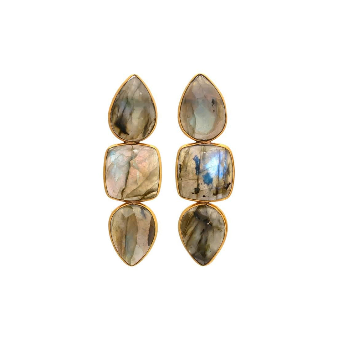 Pendientes con piedras Mont Labradorita - Mestiza Joyas