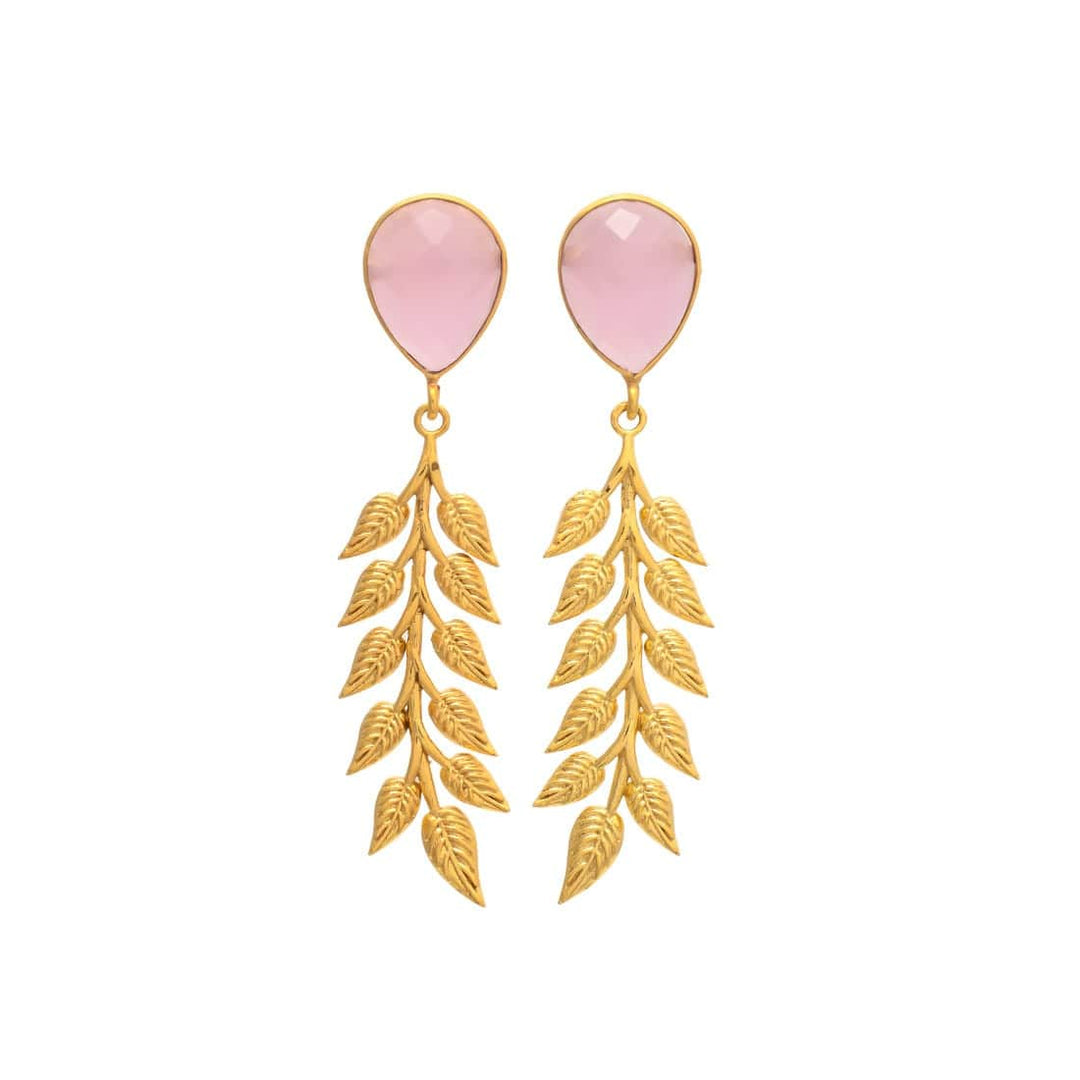 Pendientes con piedras Rama Gota Rosa - Mestiza Joyas