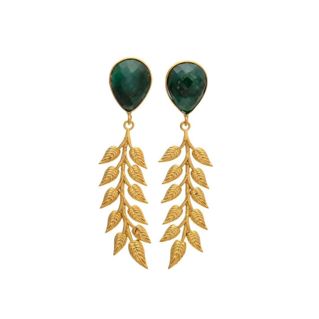 Pendientes con piedras Rama Gota Verde - Mestiza Joyas