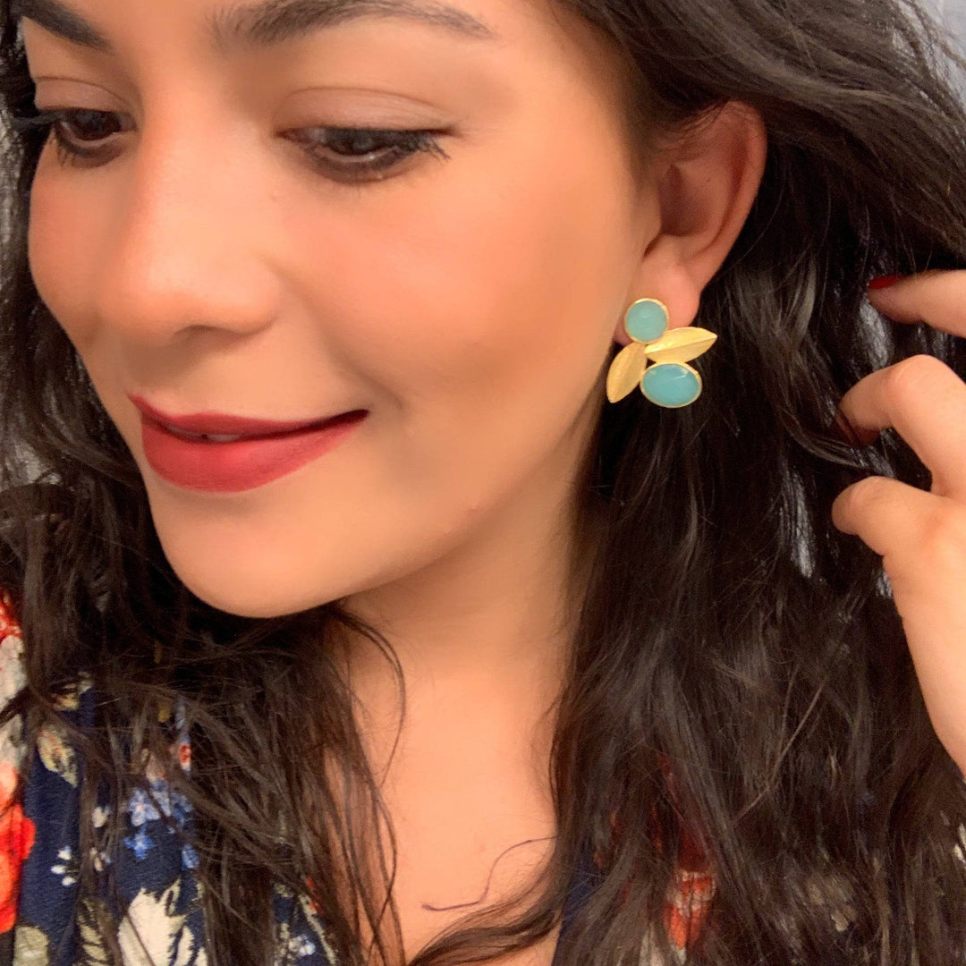 Pendientes con piedras Roma Aguamarina - Mestiza Joyas
