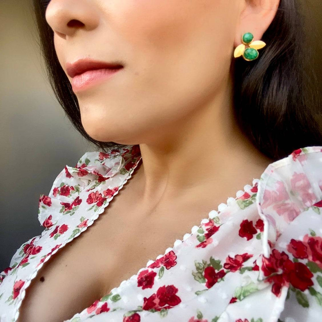 Pendientes con piedras Roma Verde - Mestiza Joyas