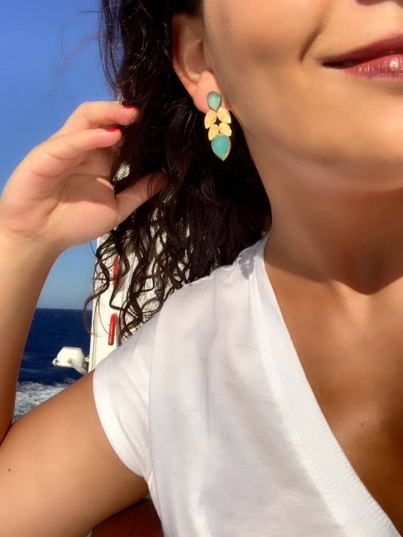 Pendientes con piedras Silvestre Aguamarina - Mestiza Joyas