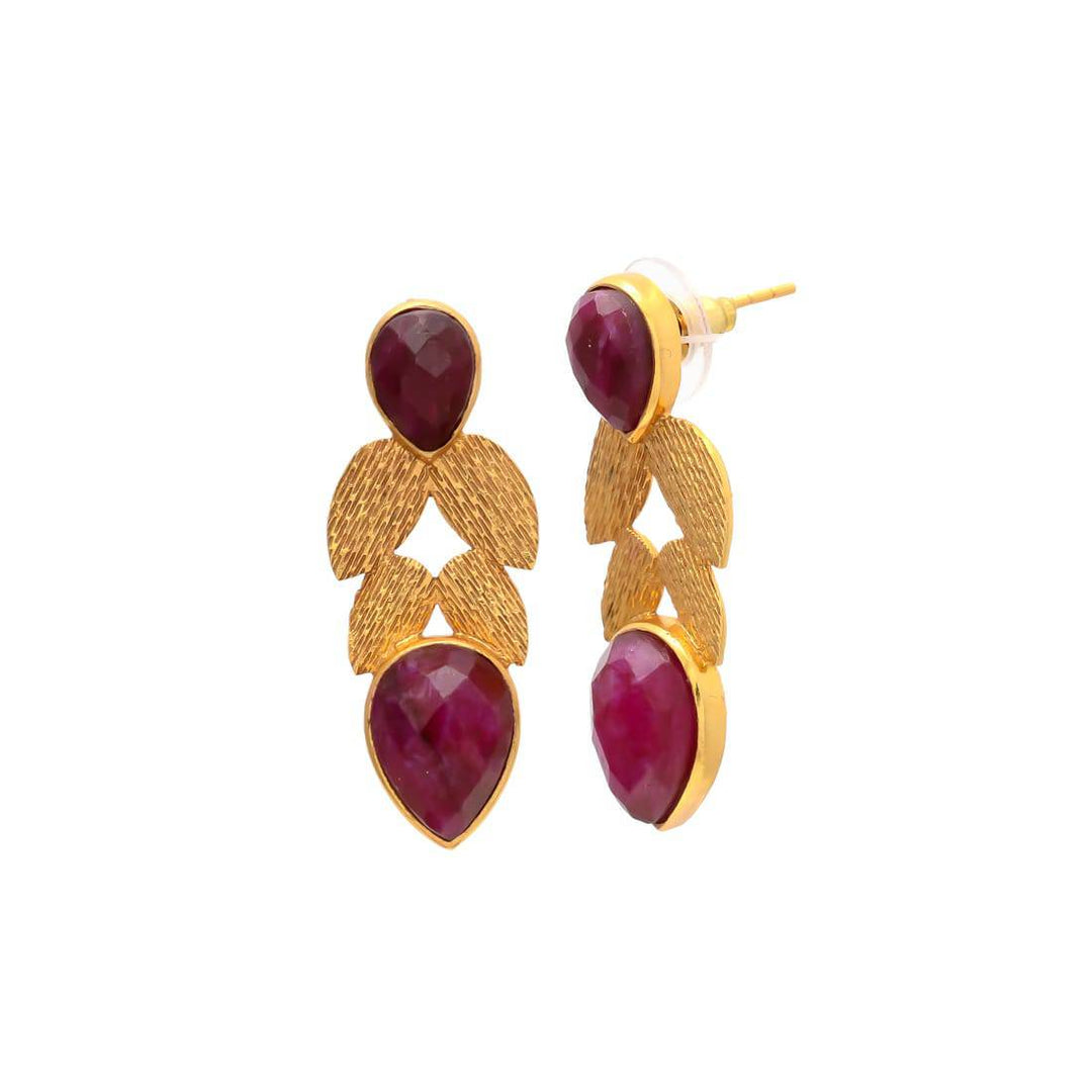 Pendientes con piedras Silvestre Rubí - Mestiza Joyas