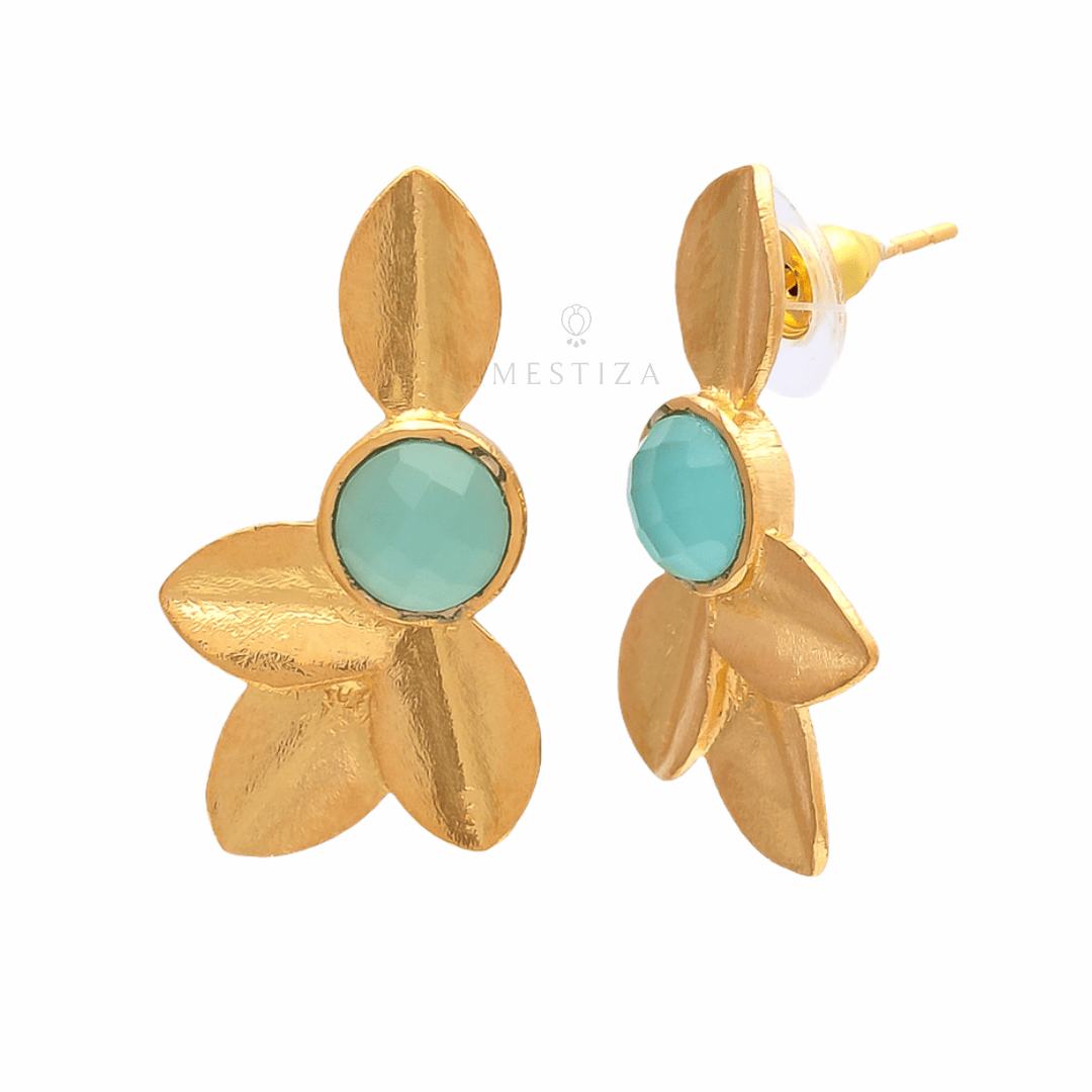 Pendientes con piedras Tokio Aguamarina - Mestiza Joyas