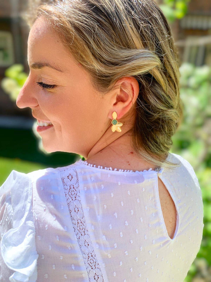 Pendientes con piedras Tokio Aguamarina - Mestiza Joyas