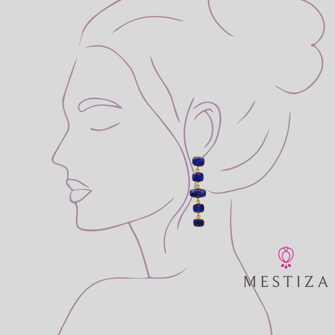 Pendientes con piedras Tui Azul - Mestiza Joyas