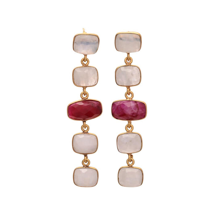 Pendientes con piedras Tui Piedra de Luna y Granate - Mestiza Joyas