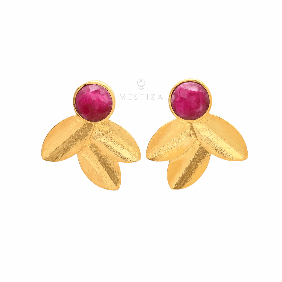 Pendientes con piedras Vega Granate - Mestiza Joyas