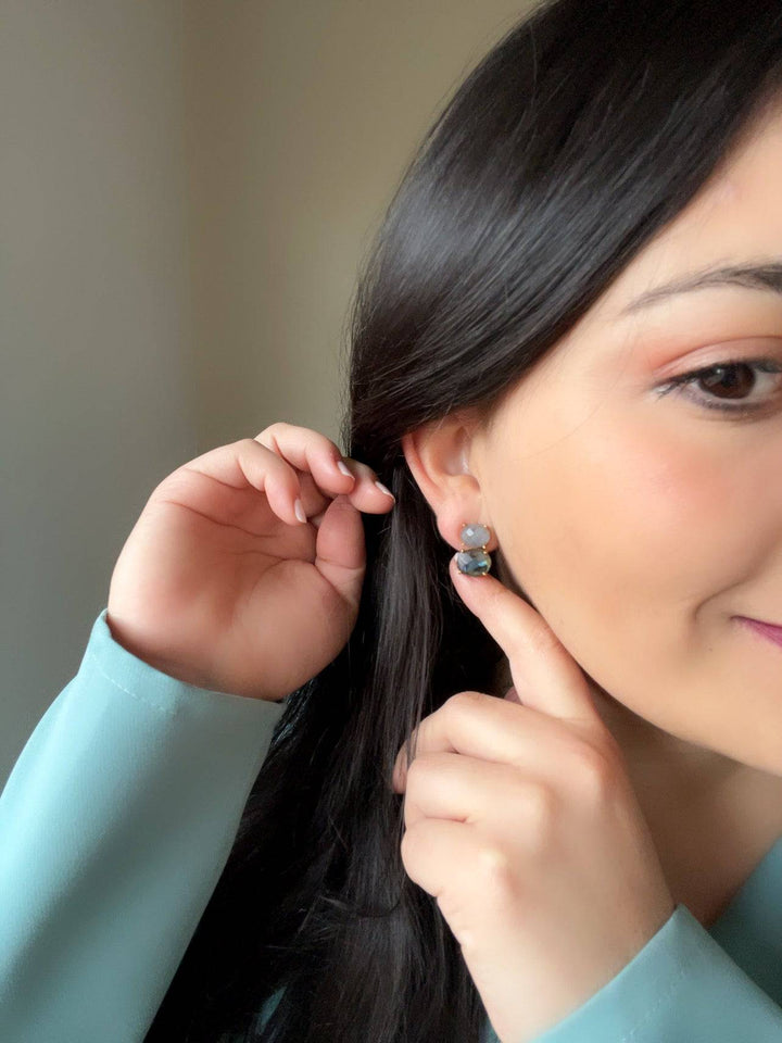 Pendientes con piedras Velero Aguamarina - Mestiza Joyas