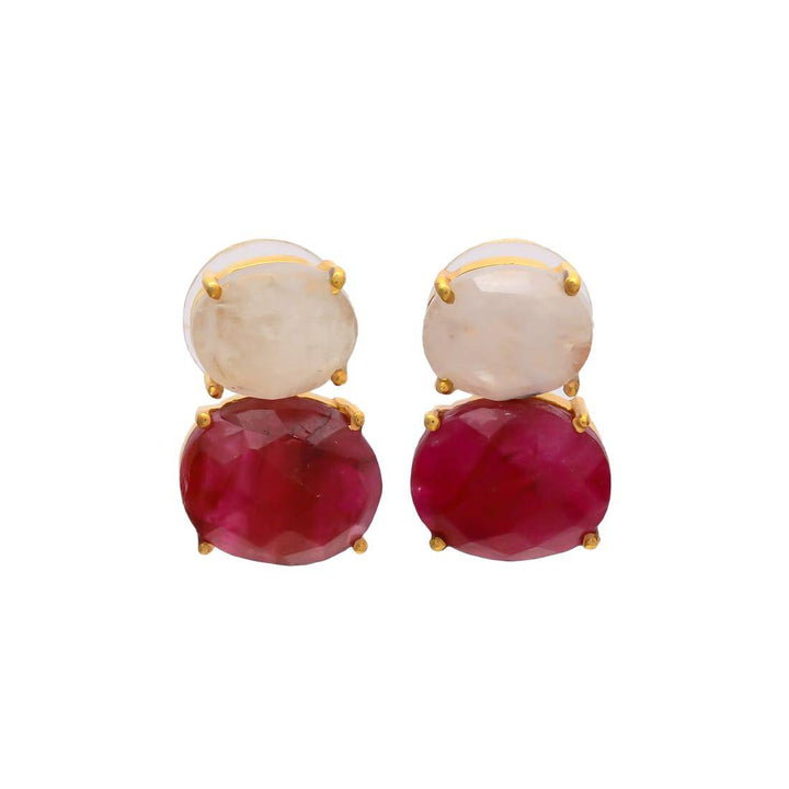 Pendientes con piedras Velero Luna y Granate - Mestiza Joyas