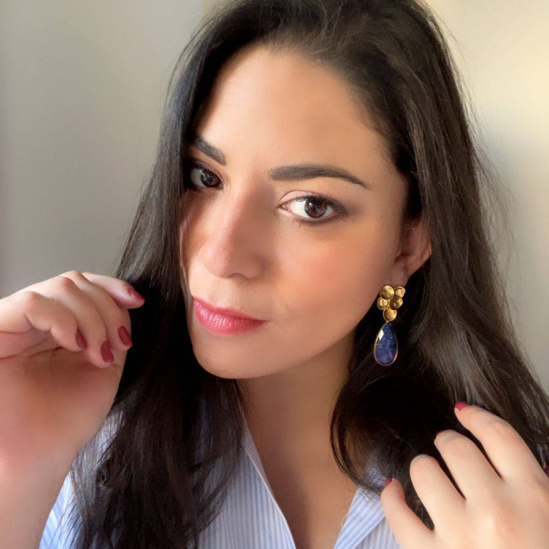 Pendientes con piedras Volcano Azul - Mestiza Joyas