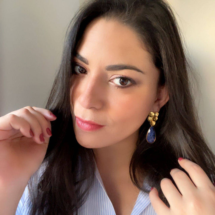 Pendientes con piedras Volcano Azul - Mestiza Joyas