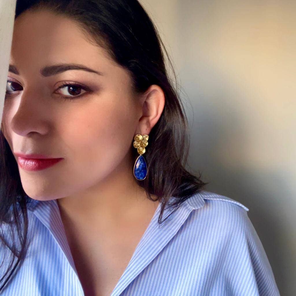 Pendientes con piedras Volcano Azul - Mestiza Joyas