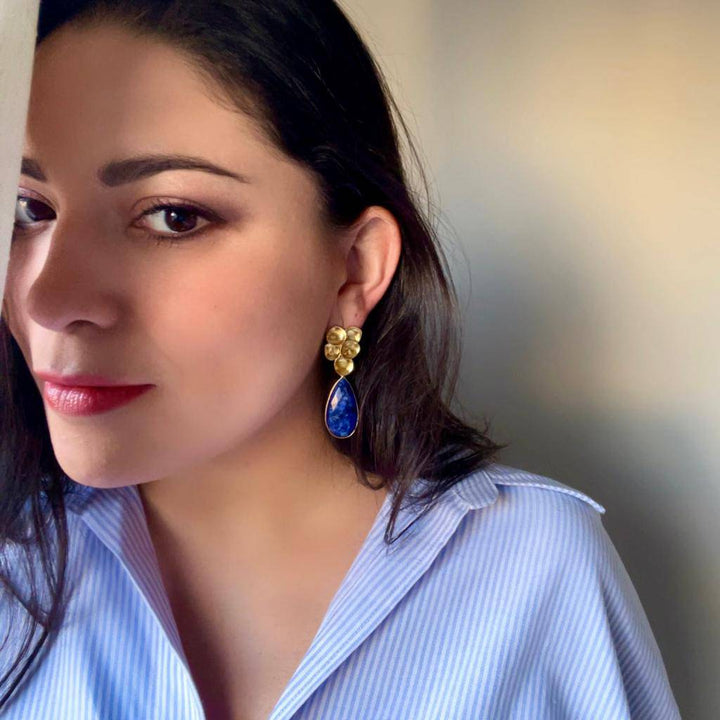 Pendientes con piedras Volcano Azul - Mestiza Joyas