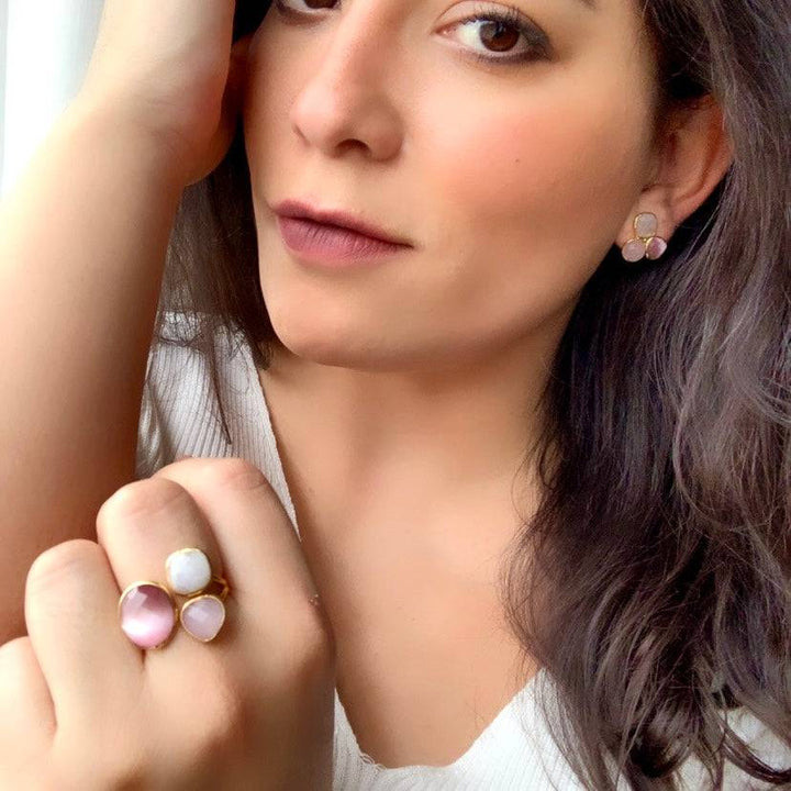 Pendientes con piedras Zarautz Granate - Mestiza Joyas