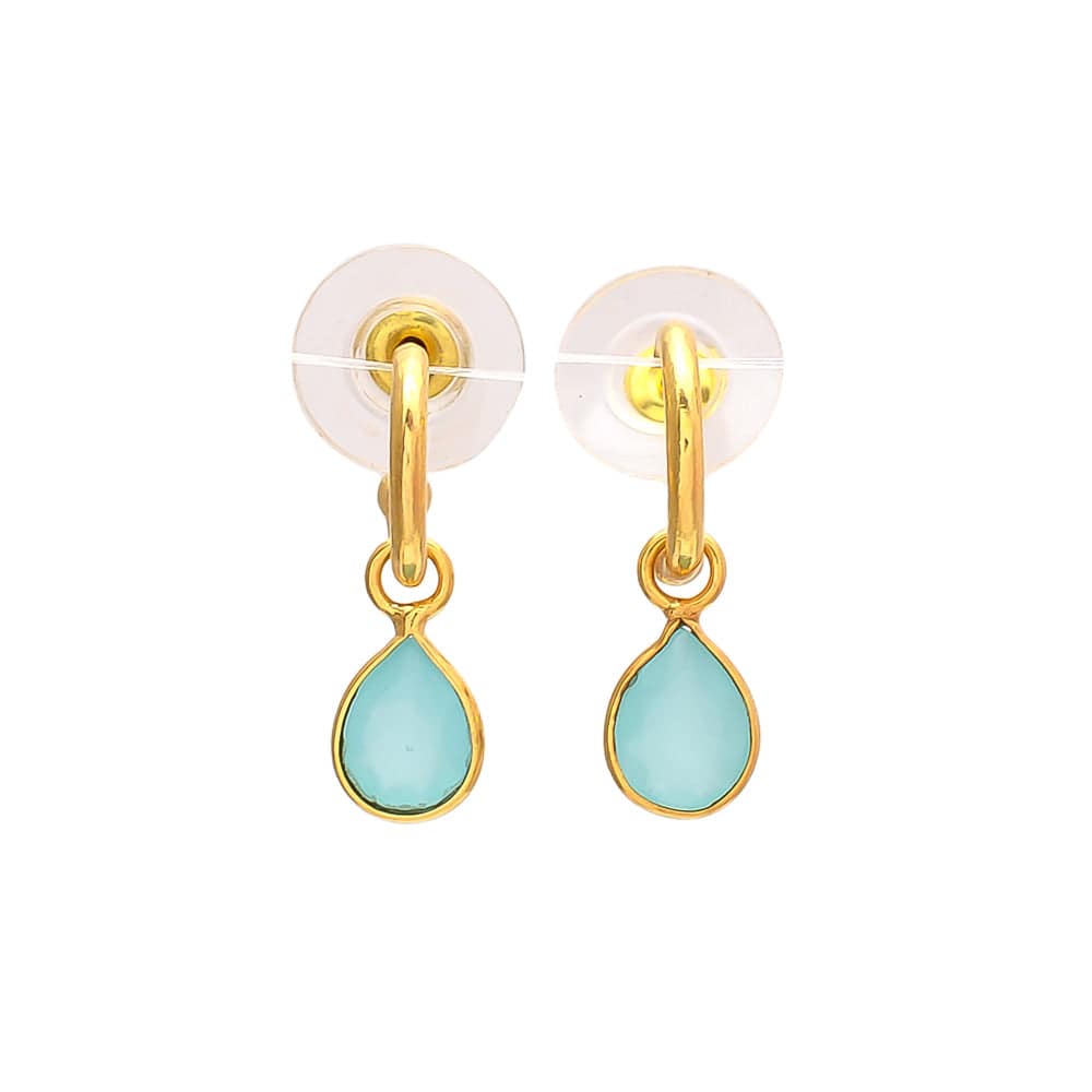 Pendientes Piedras Aro Gota Aguamarina - Mestiza Joyas