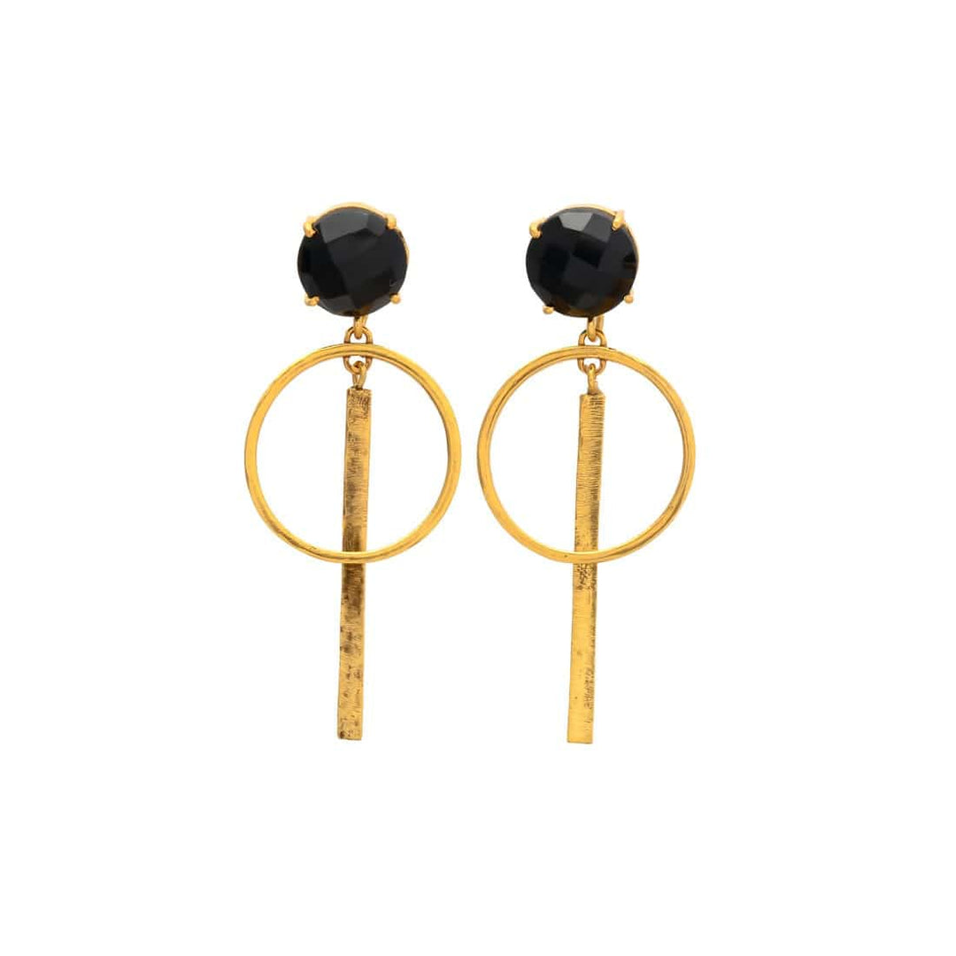 Pendientes piedras Canela Negro - Mestiza Joyas