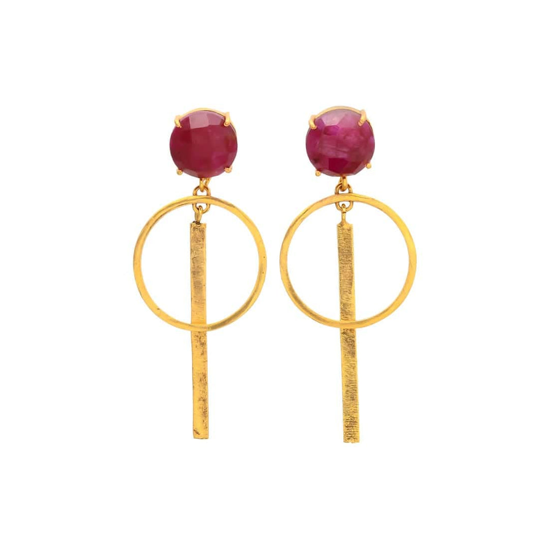 Pendientes piedras Canela Rubí - Mestiza Joyas