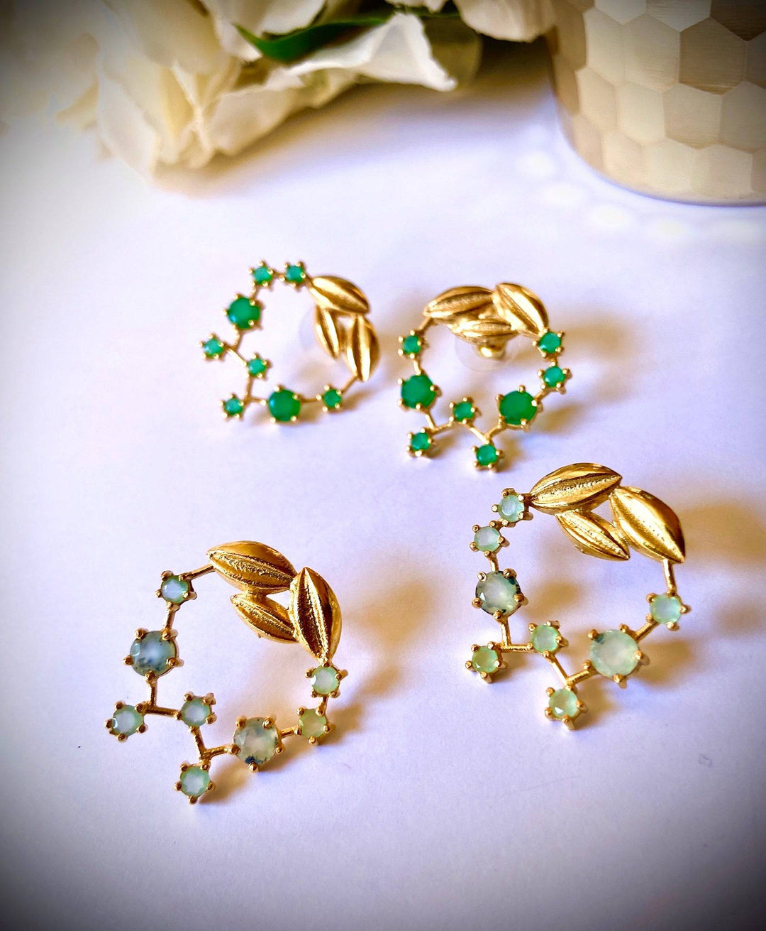 Pendientes piedras Cosmos Verde - Mestiza Joyas