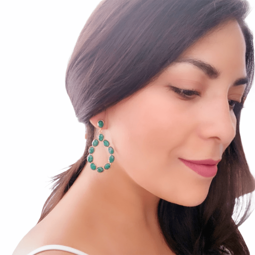 Pendientes piedras Elizabeth Esmeralda - Mestiza Joyas