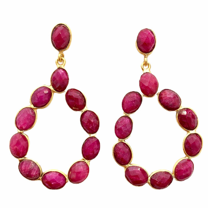 Pendientes piedras Elizabeth Rubí - Mestiza Joyas