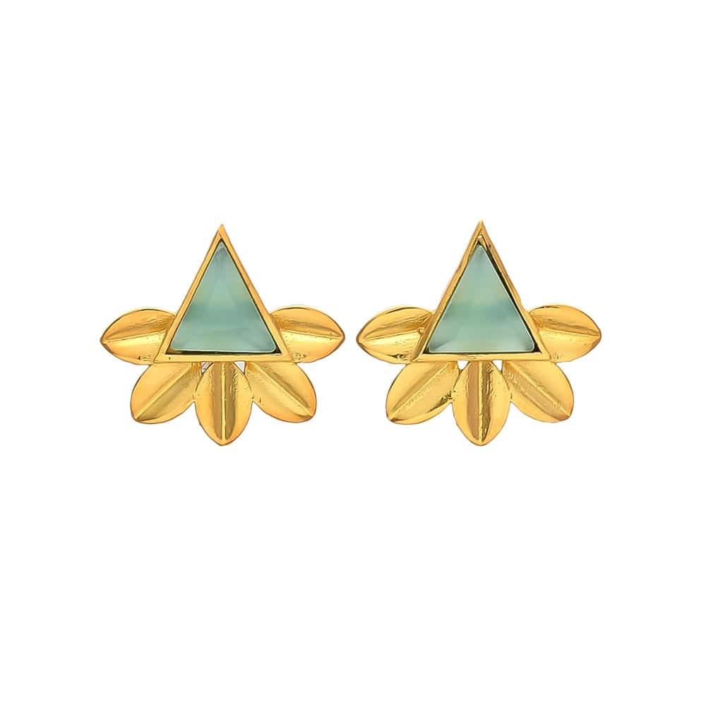 Pendientes piedras Flor Pirámide Aguamarina - Mestiza Joyas