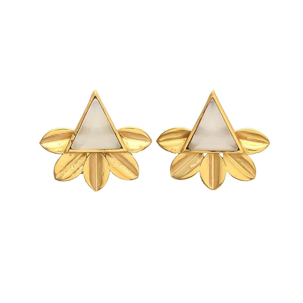 Pendientes piedras Flor Pirámide Blanco - Mestiza Joyas