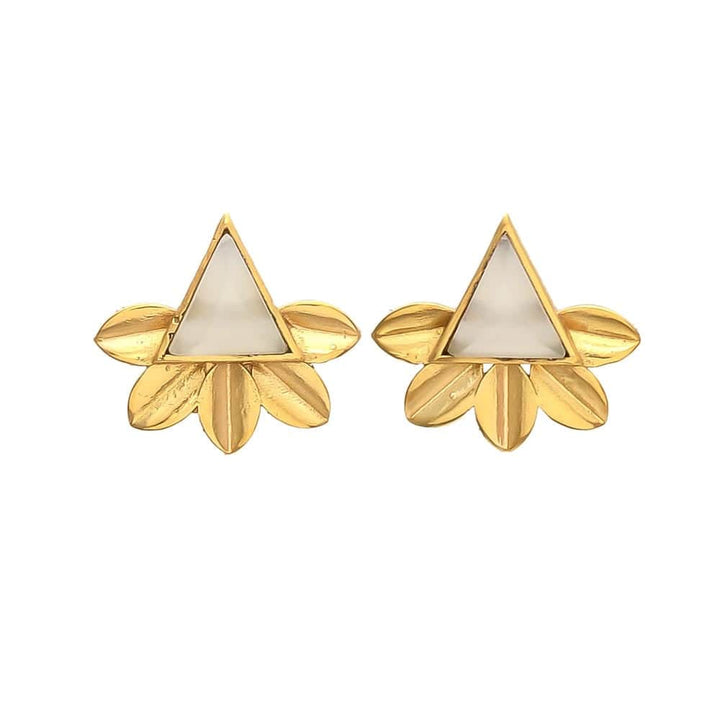 Pendientes piedras Flor Pirámide Blanco - Mestiza Joyas