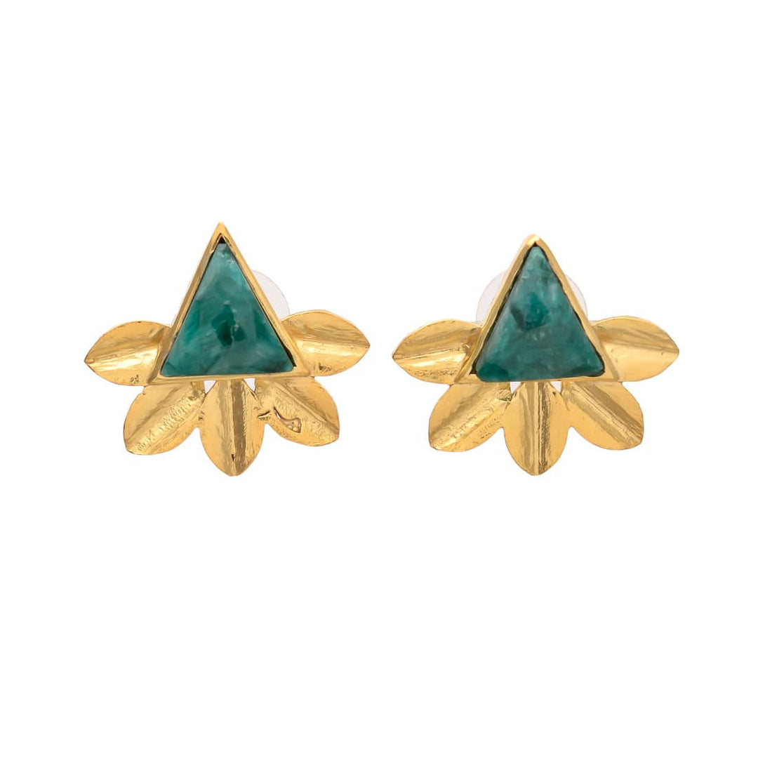 Pendientes piedras Flor Pirámide Verde - Mestiza Joyas