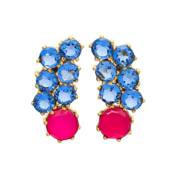 Pendientes piedras Fugaz Azul y Fucsia - Mestiza Joyas