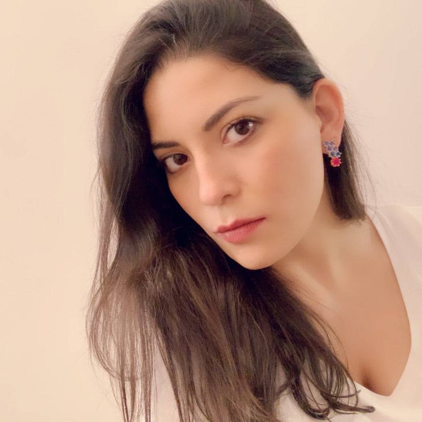 Pendientes piedras Fugaz Azul y Fucsia - Mestiza Joyas