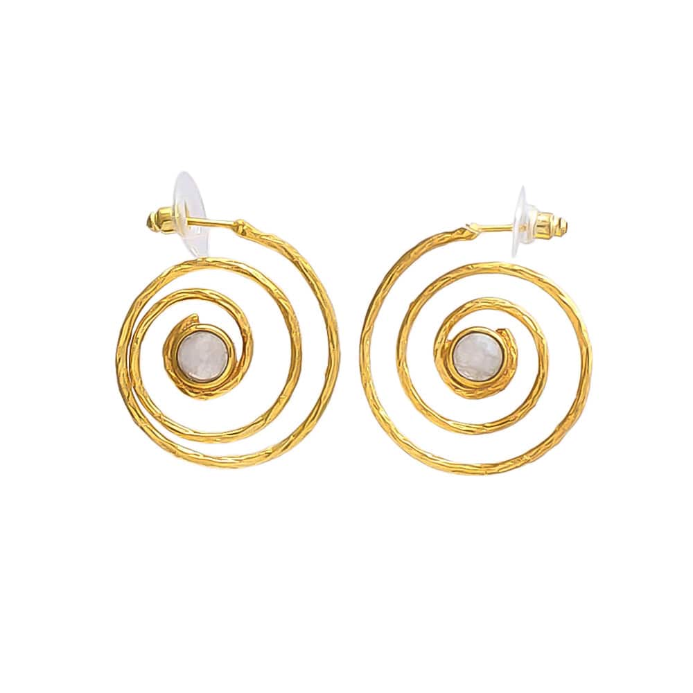 Pendientes piedras laberinto Blanco - Mestiza Joyas