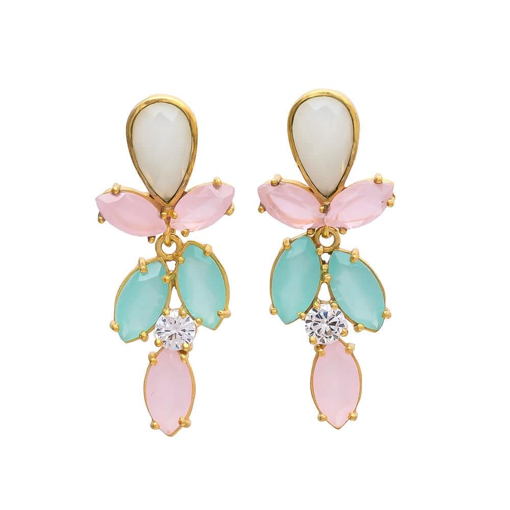 Pendientes piedras Lavanda Blanco, Rosa y Aguamarina - Mestiza Joyas